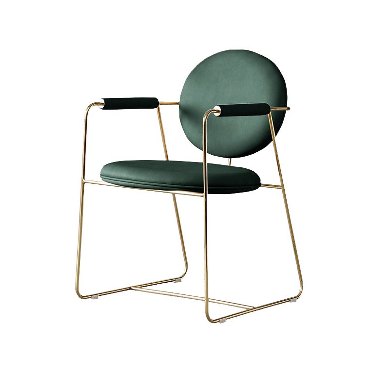 Glam Upholstered Dining Side Chair Gold Legs Kitchen Arm Chair