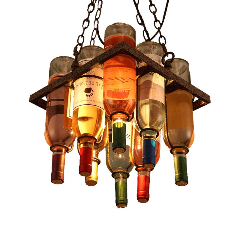 Metal 1/2/3 Lights Rust Dining Room Hanging Light Kit Industrial Round/Square/Rectangle Pendant Lighting
