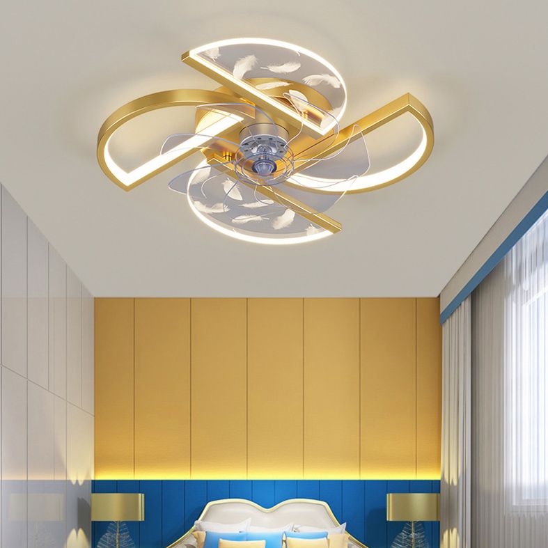 Nórdico Ventilador LED de dormitorio acrílico en forma de montura de montaje en forma de viento
