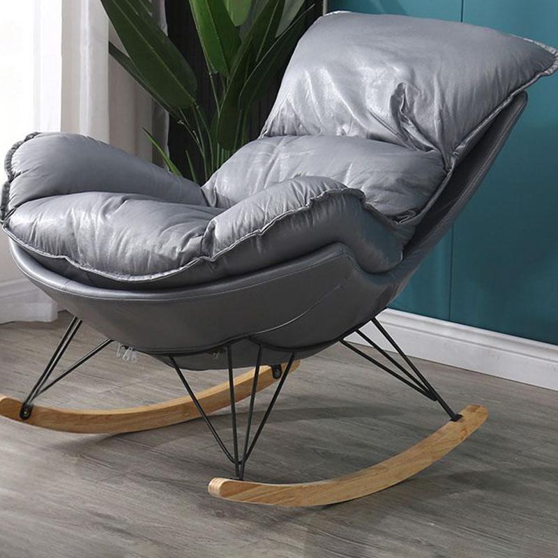 Orange Modern Rocking Chair Removable Cushions Rocker Chair with Ottoman