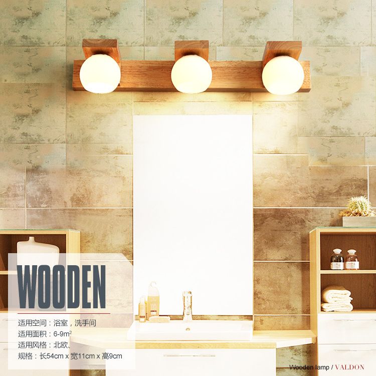 Sfera in vetro Vanitario Vanity Wall Sconce Nordic Wooden Vanity Light Segret per il bagno