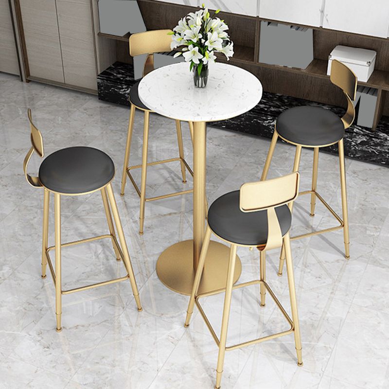 Contemporary Dining Stools Glam Metal Bar Stools with Footrest