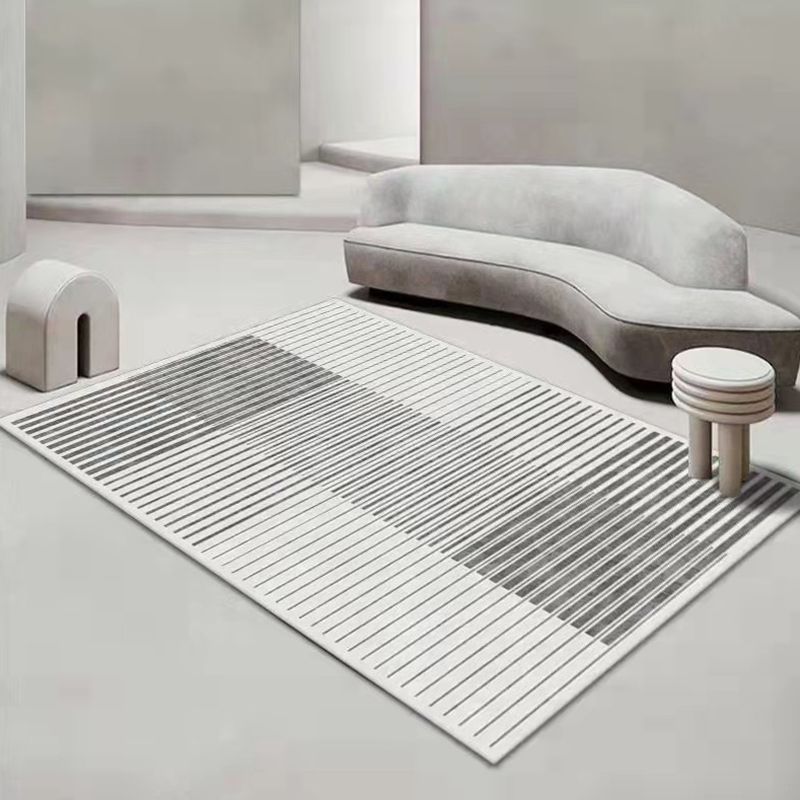 Nordic Style Rug Polyester Color Block Carpet Non-Slip Backing Rug for Bedroom