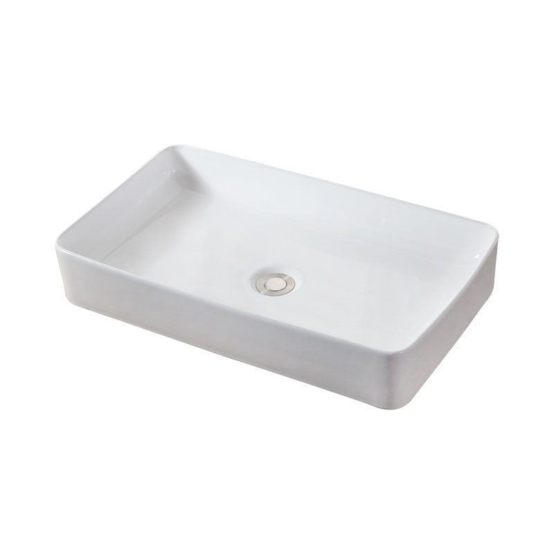 Modern Vessel Bathroom Sink Rectangular Porcelain Drain Vessel Sink(Not Included Faucet)