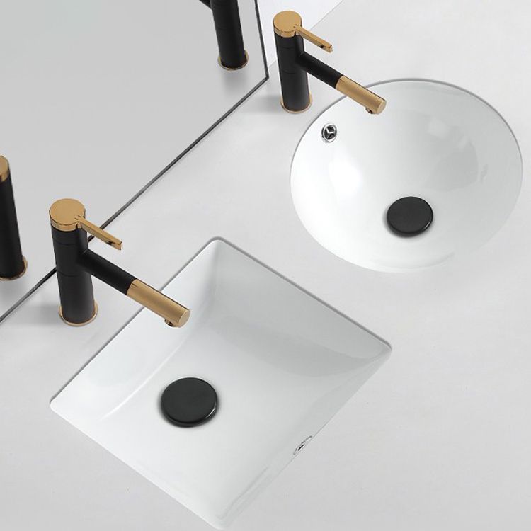 Traditional Undermount Bathroom Sink Round Porcelain Shut-Off Valve Included Basin Sink