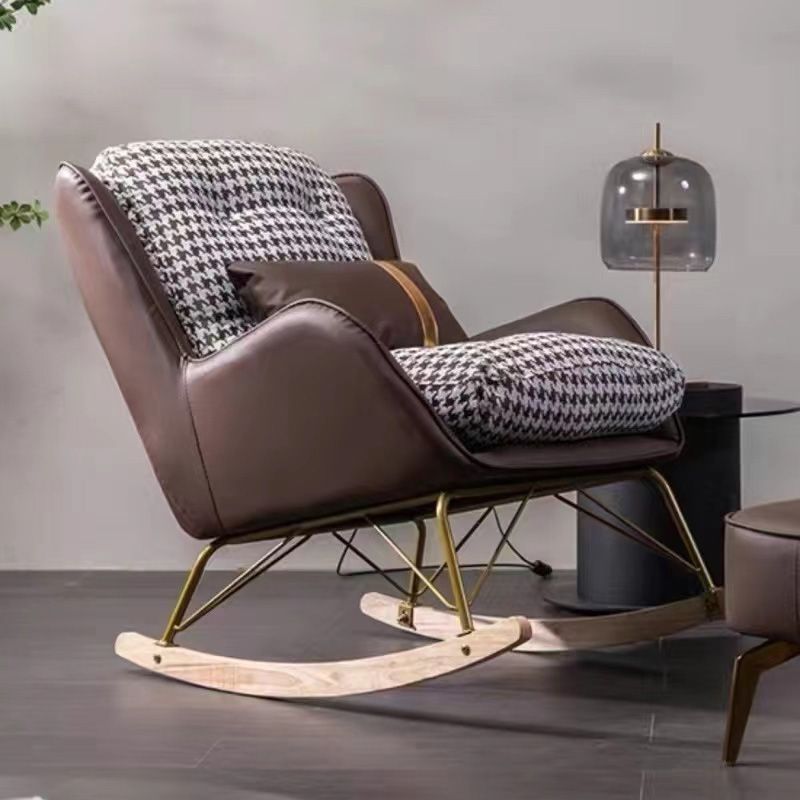 Magnificent Leather Rocking Chair Removable Cushions Rocker Chair with Pillow