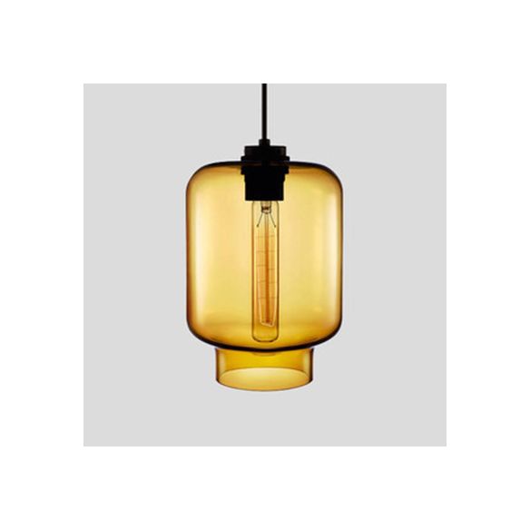 Lampe suspendue cylindrique Verre de simplicité 1 rose clair / jaune / bleu plafond plafond