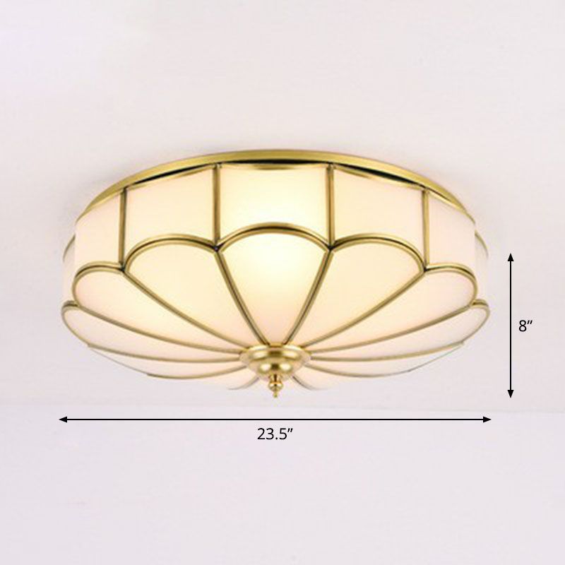Scalloped Flush Ceiling Light Minimaliste White Glass Flush Mount Lighting Fixture