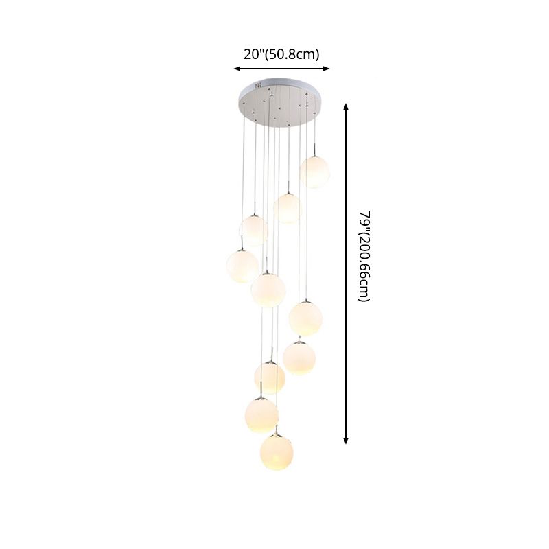 Spiral Stairs 10 Blub Pendant Light Fixture Clear Glass Sphere Nordic Style Multiple Hanging Light