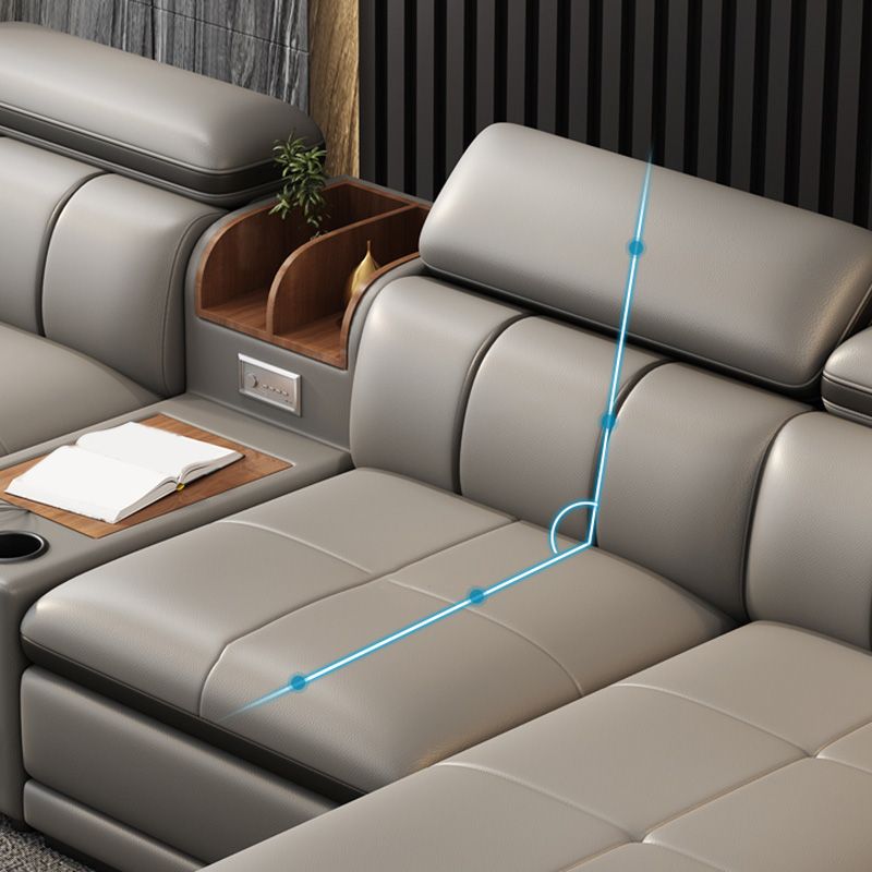 Scandinavian Light-grey High Back Sloped Arm Sectional with Wear-resisting