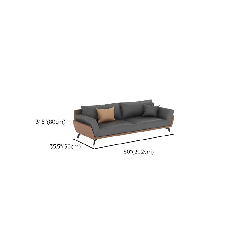 Black Faux Leather Flared Arm Chesterfield Sofa Industrial Style Seating