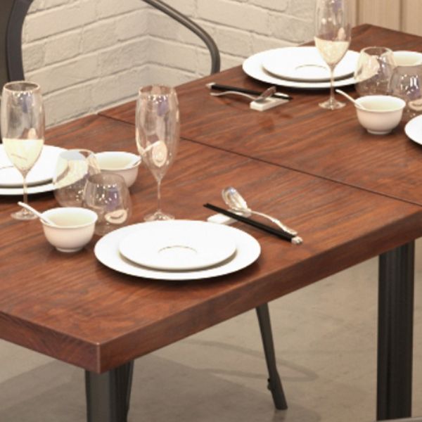 Solid Wood Dining Site Table Industrial Style Square Dinette Table with Pedestal Base