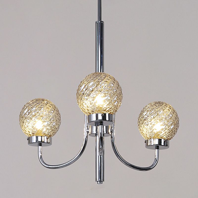 Silver Hanging Pendant Lights Modern Glass Circle Hanging Lamps for Living Room