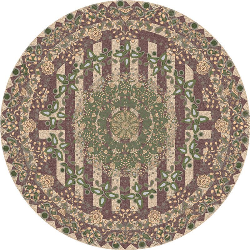 Moroccan Living Room Rug Multi-Color Flower Rug Polyester Machine Washable Stain Resistant Non-Slip Backing Area Carpet