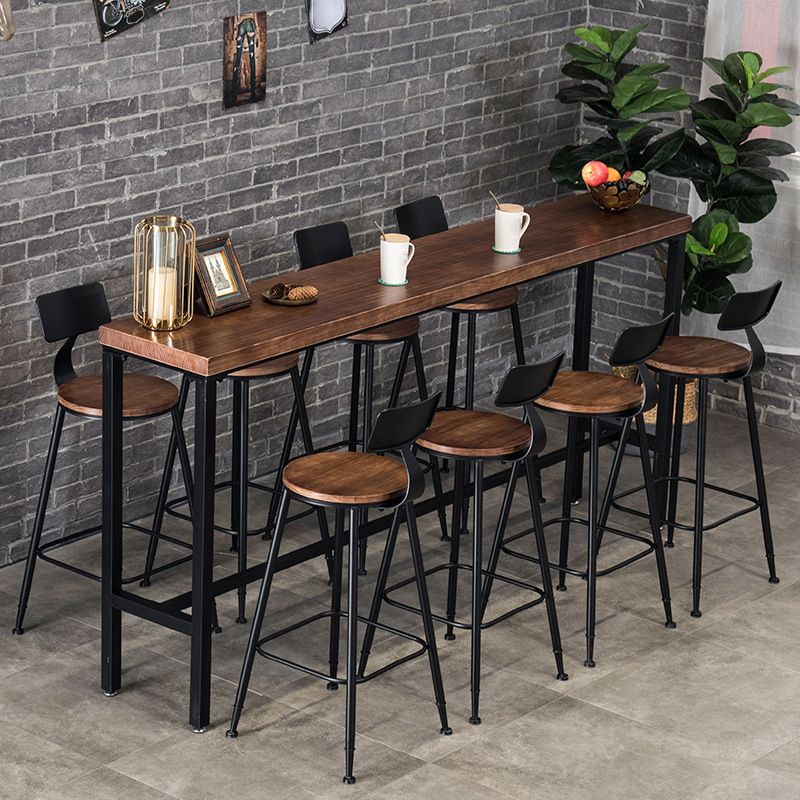 Indoor Industrial Style Barstool Iron 4 Legs Bar Stool with Pedal