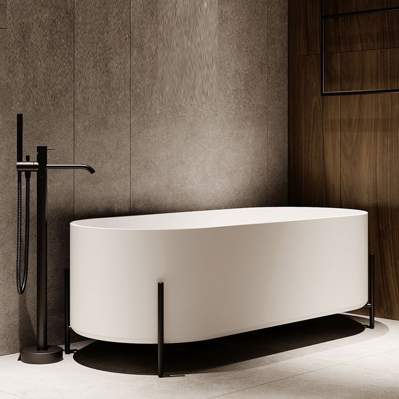 Oval Stone Soaking Bathtub Antique Finish Back to Wall Bath Tub