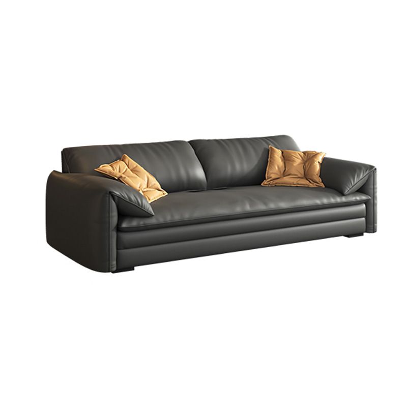 Stationary Stain Resistant Genuine Leather Pillow Top Arm Seating