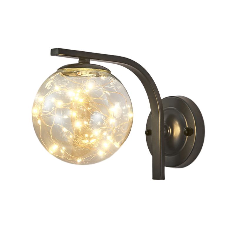 Modern Style Spherical Shape Wall Sconce Glass 1 Light Sconces for  Dining Room