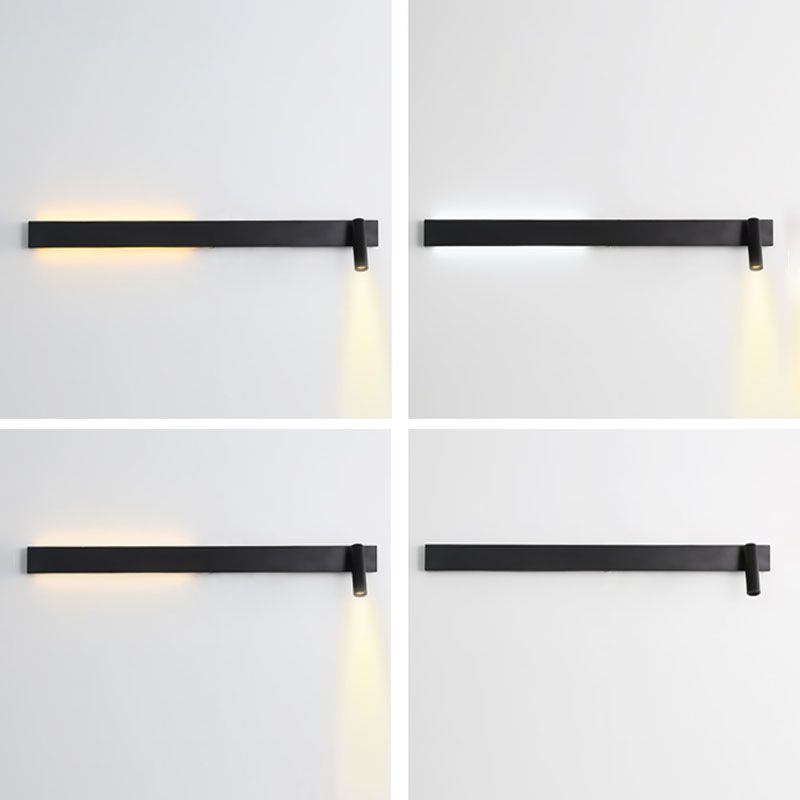 Moderne Metallwandleuchte gerade 3 Leuchten LED -Wandleuchten in Schwarz für Schlafzimmer
