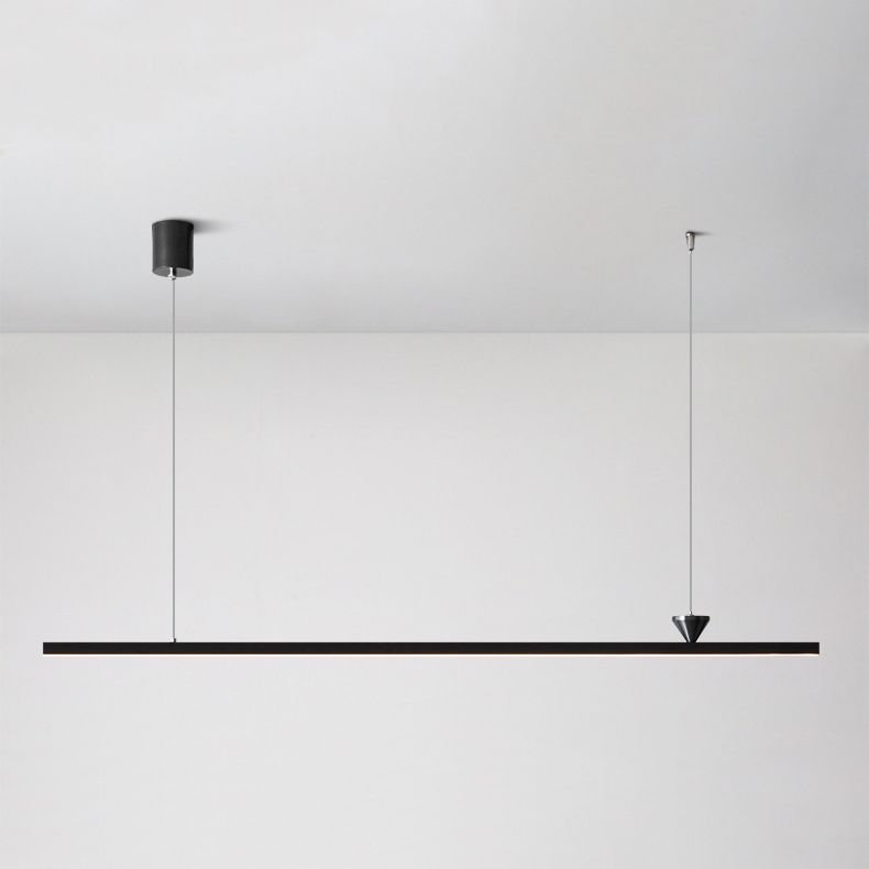 Linear Shape Island Pendant Contemporary Style Metal Single Light Hanging Island Light