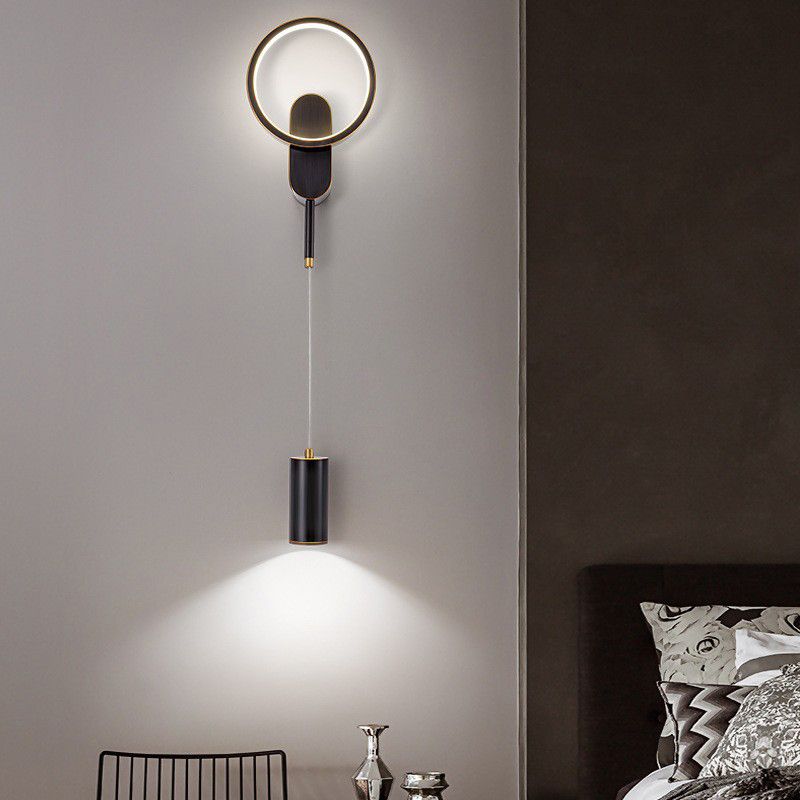 Modern Style Circle Shape Wall Light Metal 2 Light Sconces for Bedroom