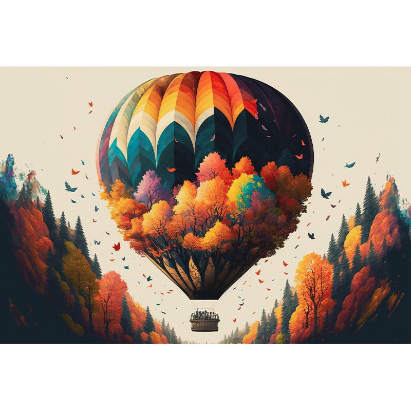 Illustrator Hot Air Balloon Pattern Wall Mural Antifouling for Wall Decor