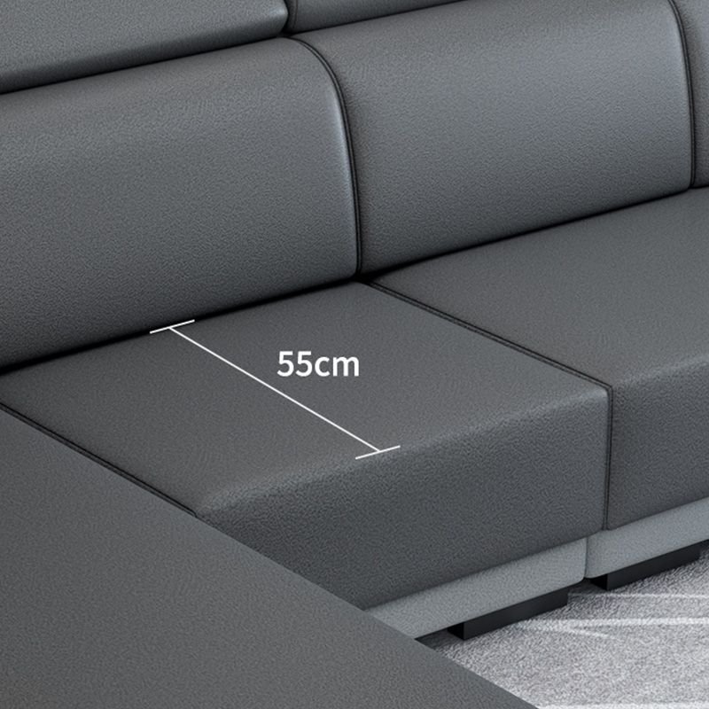 Faux Leather Pillow Top Arm Sectionals with Wear-Resistant for Living Room