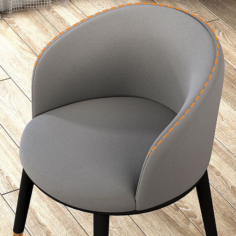 Contemporary Leather Home Arm Chair Solid Back Matte Finish Dining Chair