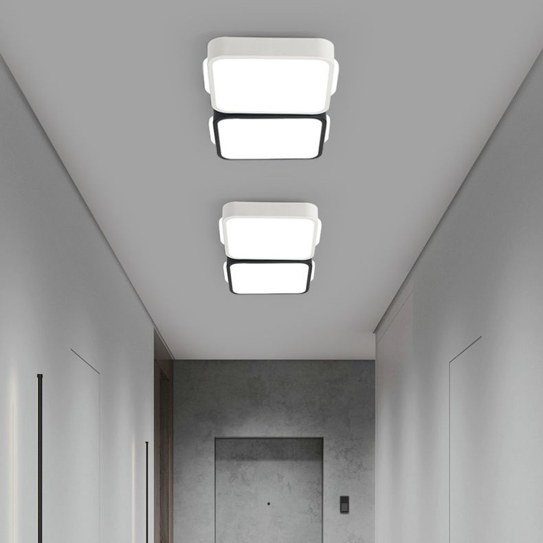 LED Modern Metal Flush Mount Square Shape Ceiling Lamp with Acrylic Shade for Living Room