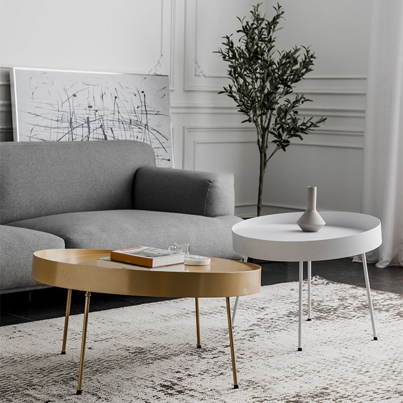 Metal Round Coffee Table Mid-Century Modern 4 Legs Cocktail Table