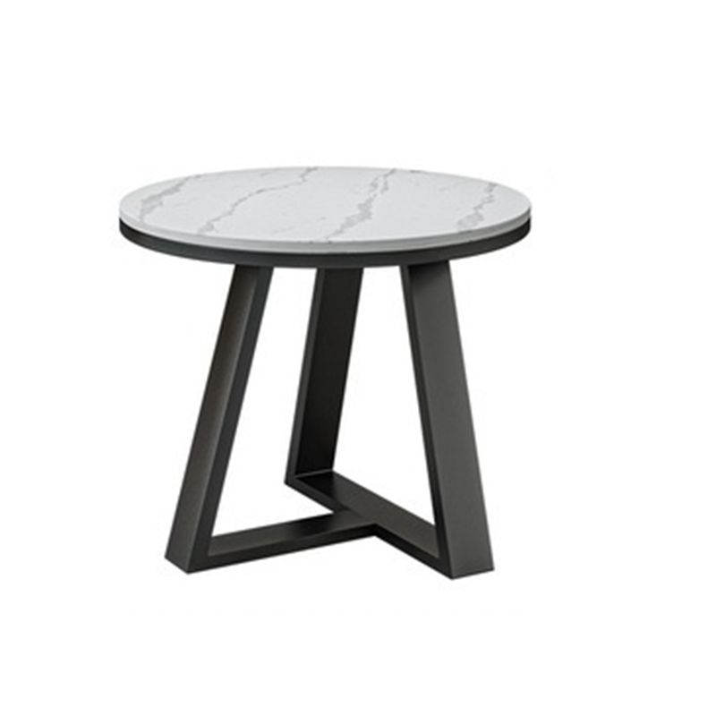 Geometric Stone Top Coffee Table in White of 17.7"/19.7" High