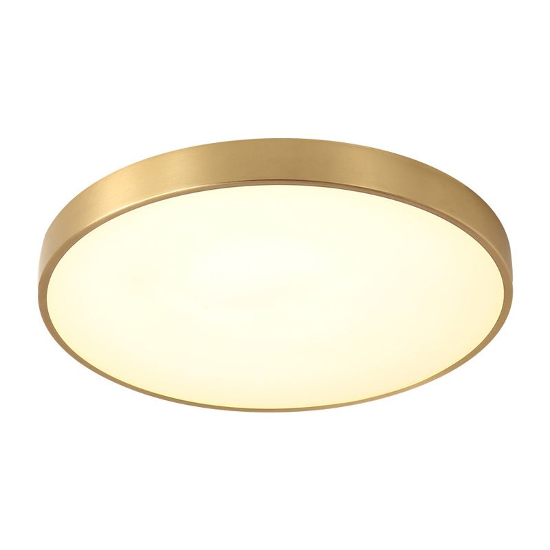 Plafonnier LED de forme ronde en cuivre moderne, 1 lumière, montage encastré pour le salon