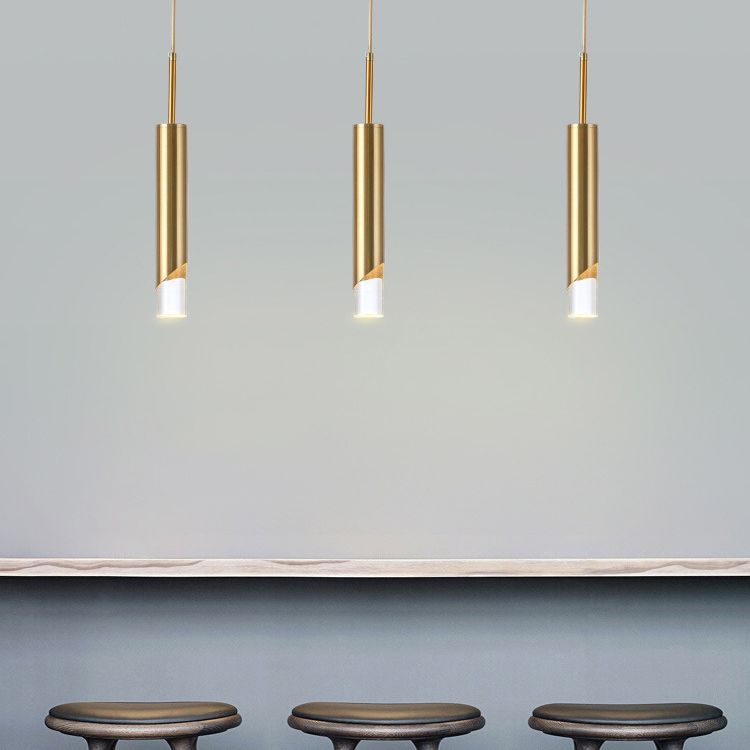 1-licht cilindrisch LED hangend licht in moderne luxe stijl smeedijzeren hanglamp met heldere acrylschaduw