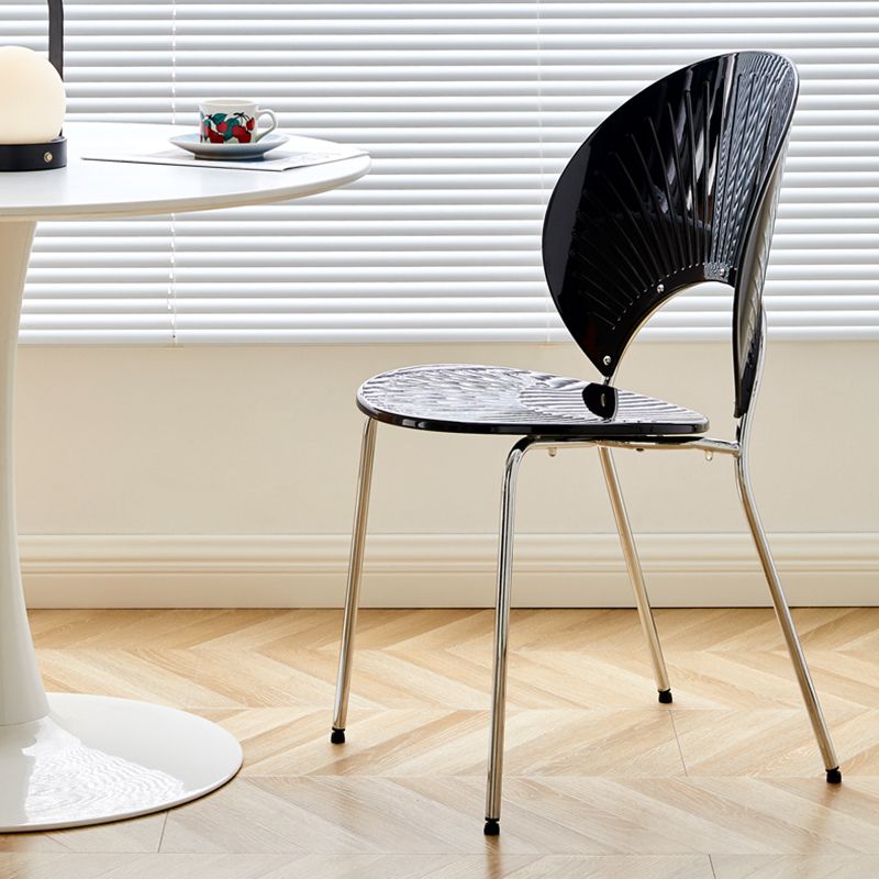 Nordic Style Plastic Armless Dining Chair for Dining Room, 17.7-inch Hight