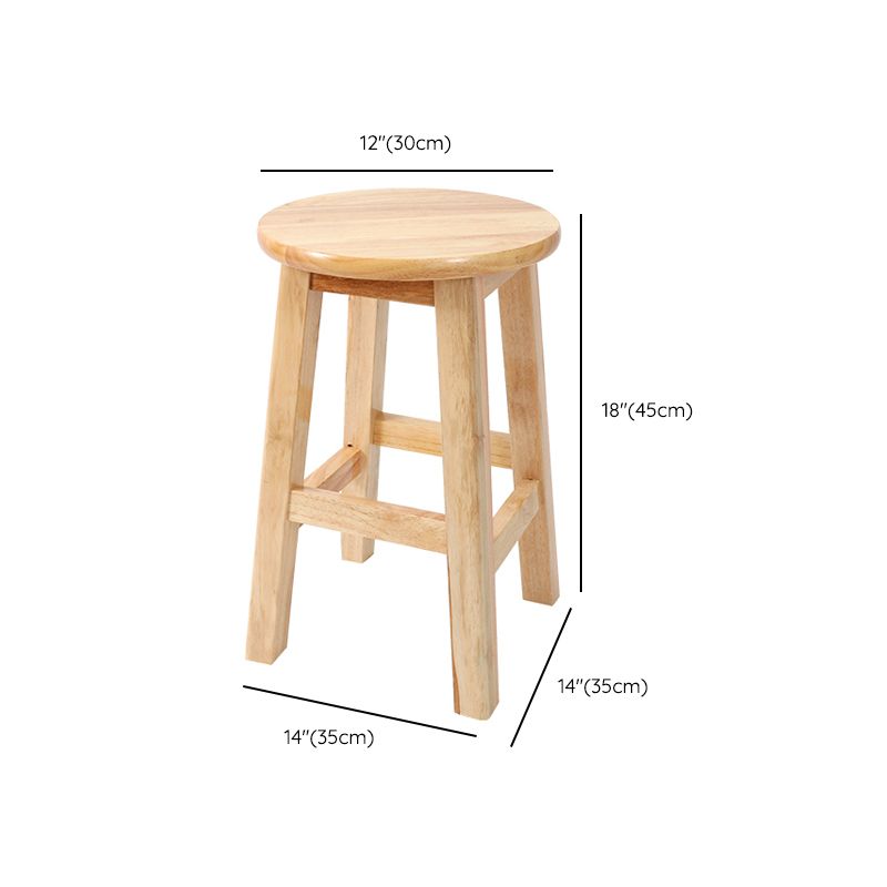 Solid Wood Bar Stool Backless Armless Counter Stool for Dining Room