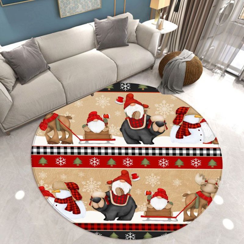 Fancy Simple Carpet White Father Christmas Carpet Washable Carpet for Home Decor