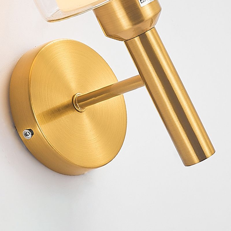Modern Vanity Lighting Cylinder Shade Wall Light Fixture with Glass for Bathroom