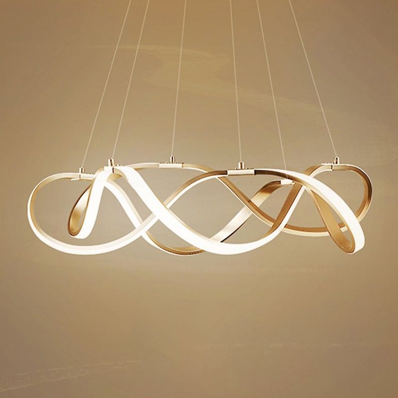 Aluminium LED Hanging Lamp in Modern Luxury Style Acrylic Linear Pendant Light for Living Room