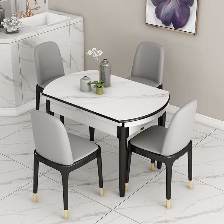 Slate and Wood Table Contemporary Retractable Round Dining Table