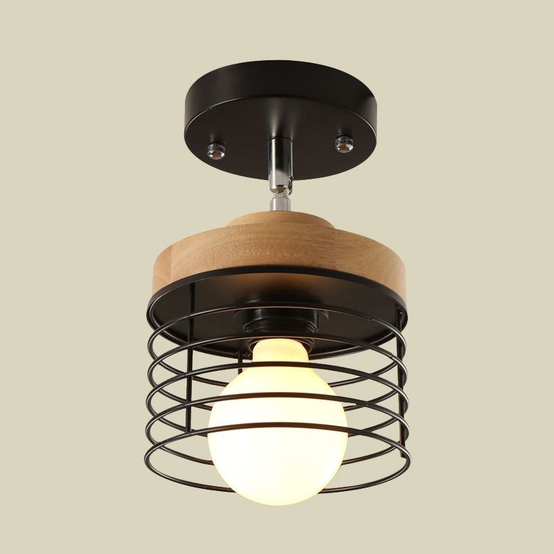 Iron Drum Cage Flush Sofiling Light Ronabile 1 Luce semplice Simple elegante Lampada per balcone