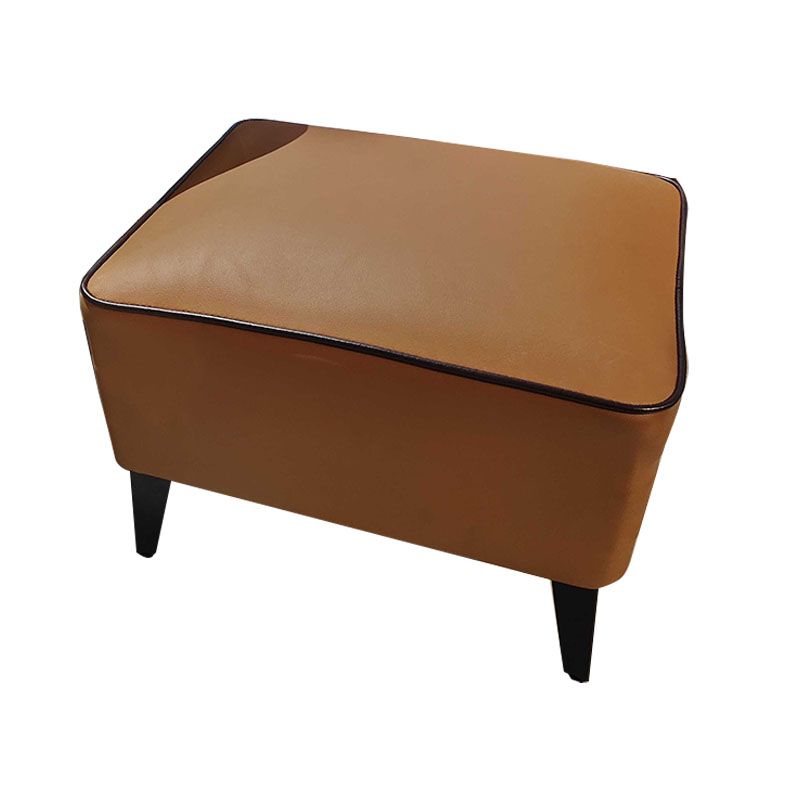 Mid Century Modern Pouf Ottoman Faux Leather Rectangle Ottoman with Chair Legs