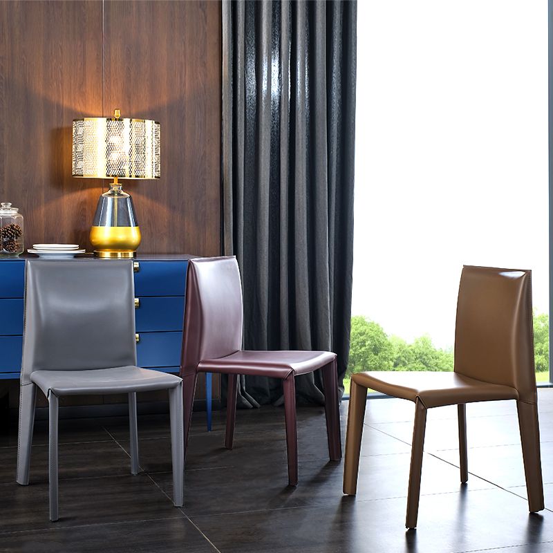 Modern Indoor-Outdoor Dining Room Chairs Dining Armless Leather Chairs (Set of 2)