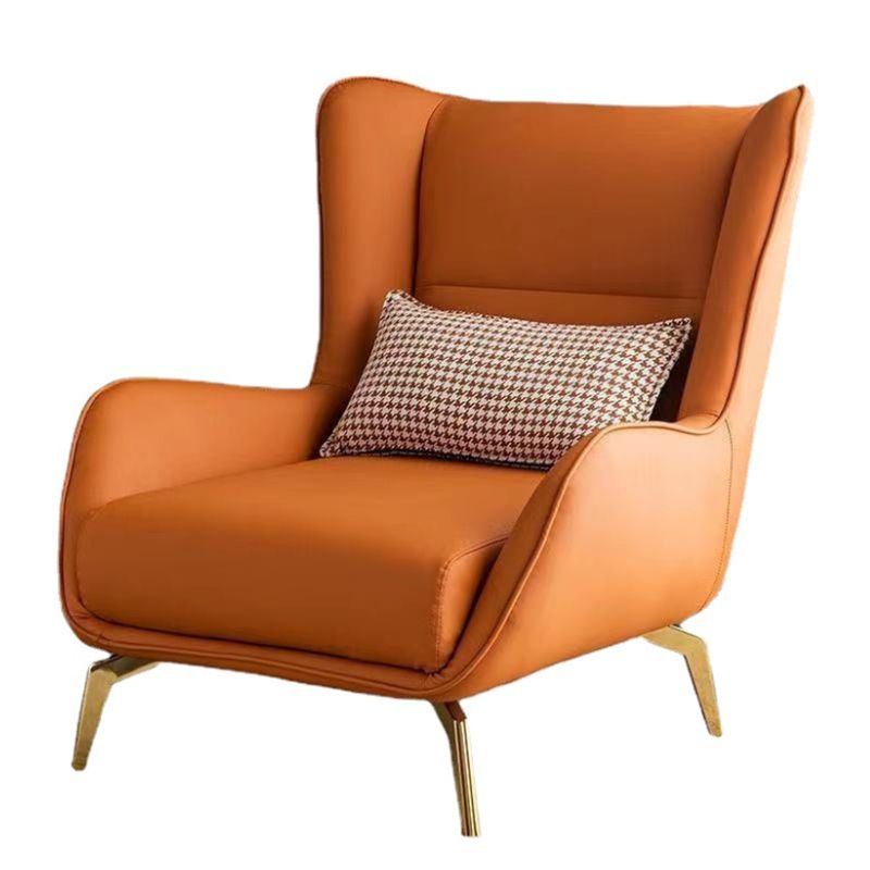 Modern Style Bonded Leather Arms Included with Pillow Wingback Chair