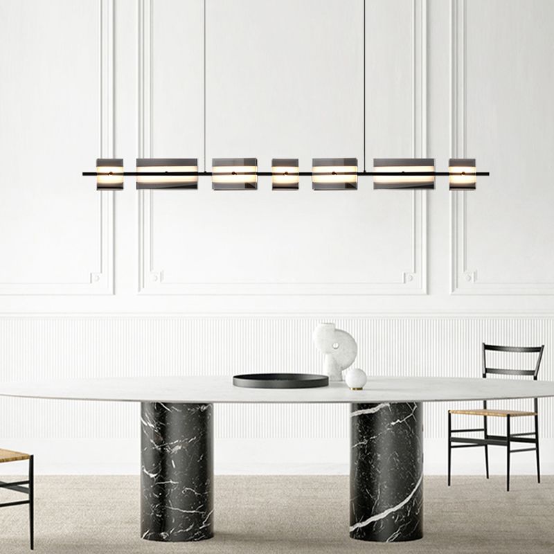LED Island Light Multi Lights Island Hanging Light with Glass Shade for Dining Room