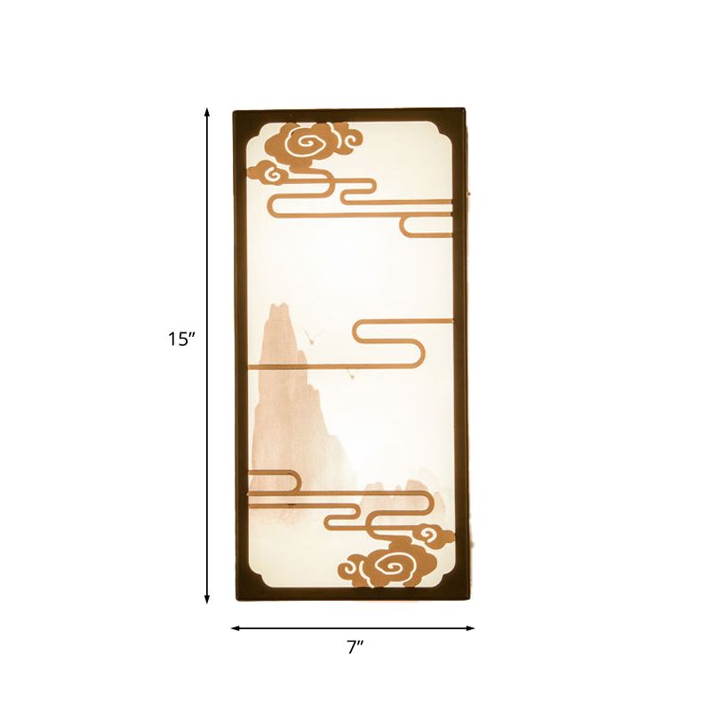 Boîte à motifs nuages Murale Lumière Asie Tissu asiatique Lampe murale noire à la chambre pour chambre à coucher
