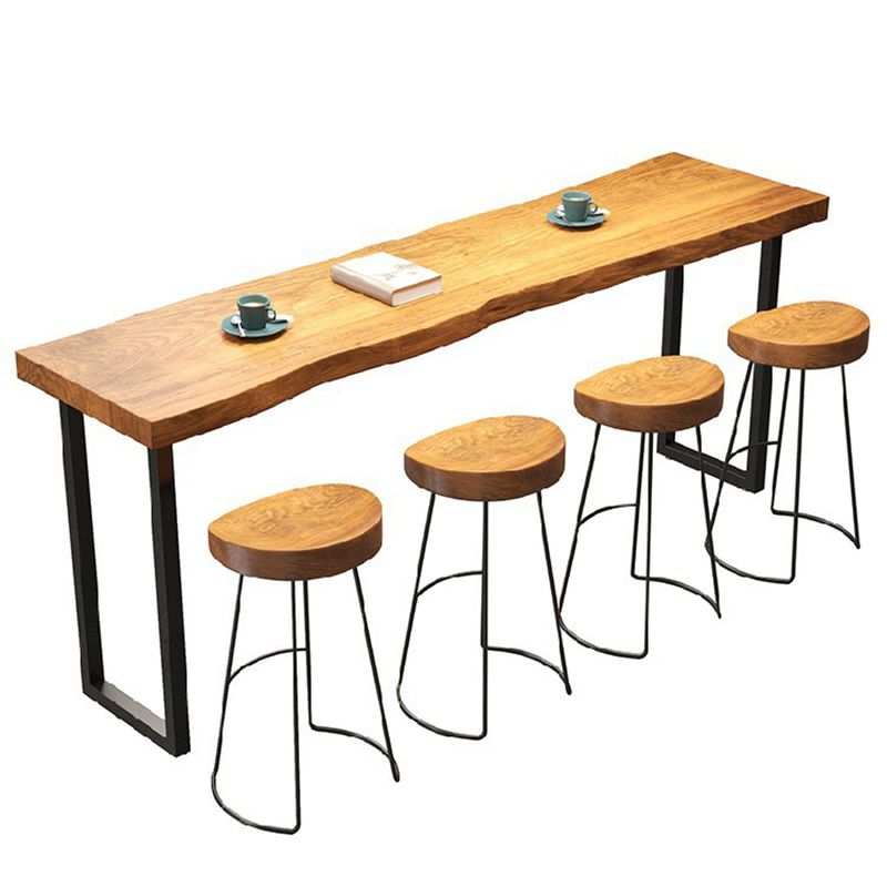 Modern Bar Height Table Solid Wood Top Bistro Bar Table for Living Room