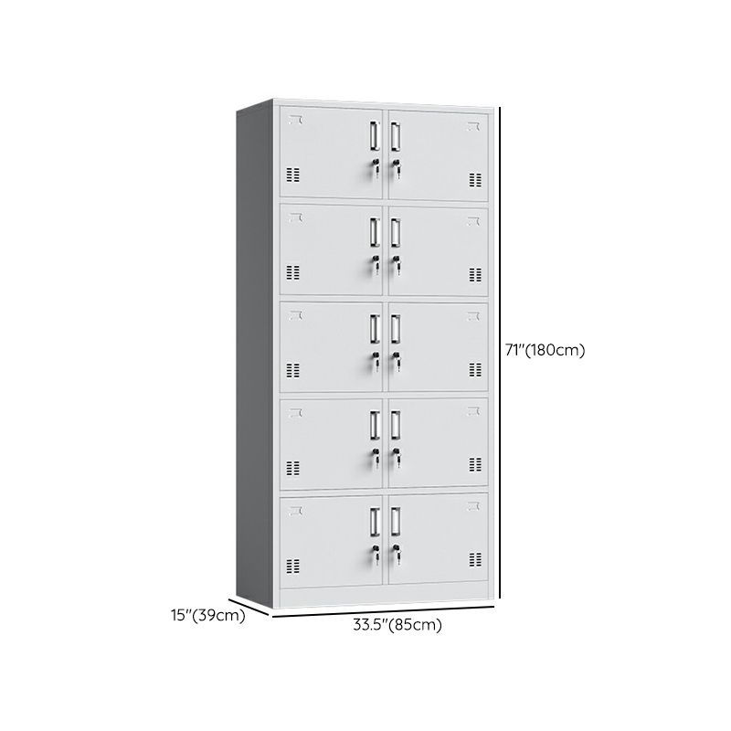 Contemporary Grey Storage Cabinet Metal Cabinet with Hinged Doors
