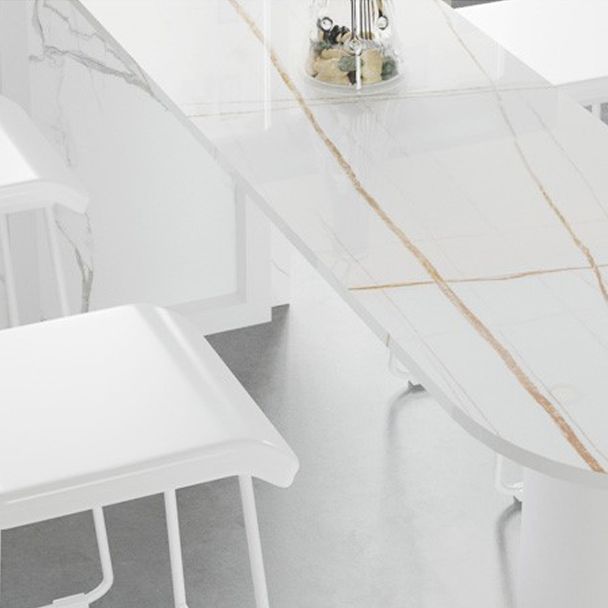 Marble Modern Double pedestal Patio Bar Table Indoor Bistro Bar Height Cocktail Table