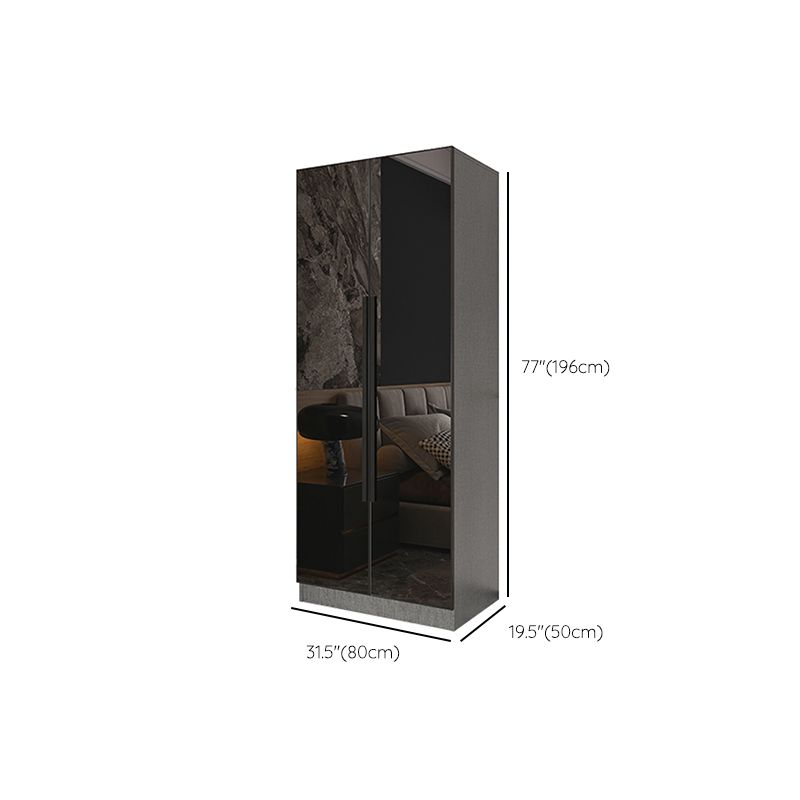Black Color Glass Wardrobe Soft Close Door Wardrobe Closet for Home