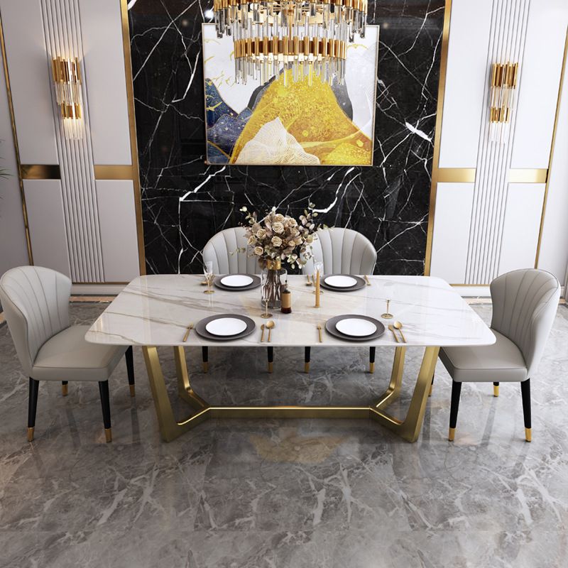 Glam Sintered Stone Dining Set Rectangle 1/4/5/6/7 Pieces Dining Set for Dining Areas